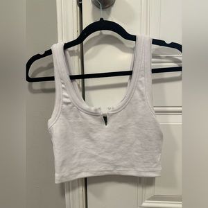 White signature 8 crop top with little cutout in front